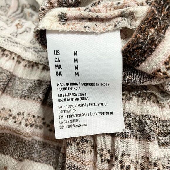 American Eagle Women’s M Cold Shoulder Neutrals Floral Long Sleeve Blouse Top - Picture 5 of 6